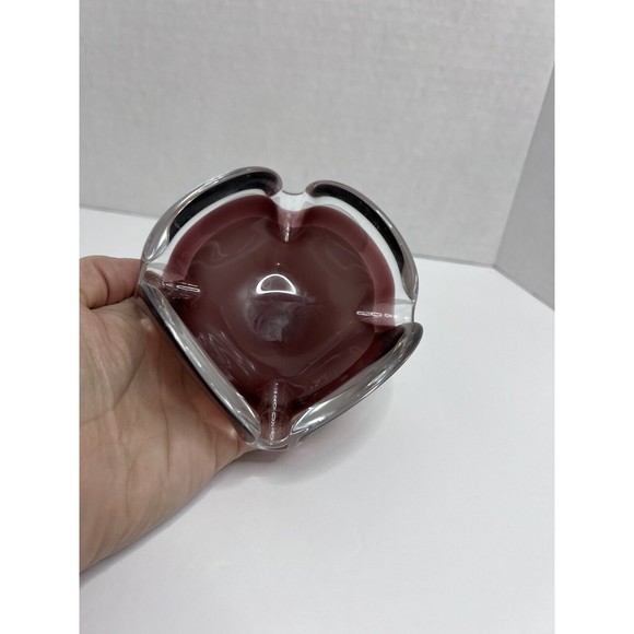 Art Studio Purple Glass Handkerchief Candle Holder Ashtray Paperweight Signed - Picture 2 of 7